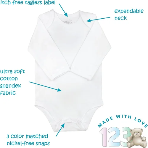 Vista 3 de 123 Bear Baby Cotton Spandex Infant Bodysuits Long Sleeve and Short Sleeve
