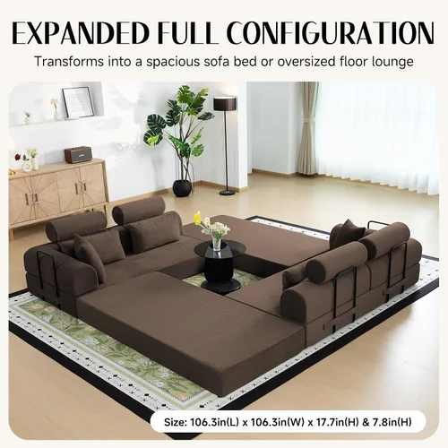 Vista 4 de Sofá modular deshuesado en forma de L de 106 pulgadas, sistema de 2 piezas (2 x 70.87 pulgadas), sofá modular convertible a sofá recto de 141.7