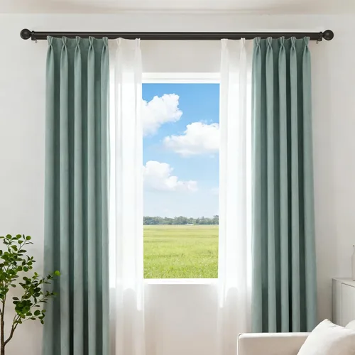 Vista 5 de Barras de cortina dobles para ventanas, rieles de cortina delgados resistentes con soportes de aleación de aluminio, poste de cortina moderno