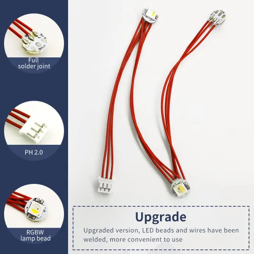 Vista 4 de 1 kit Voron 2.4 Trident SB StealthBurner extrusora RGBW Mini botón PCB LED soldado con cables de PTFE + 3 piezas de resina transparente SLA parte