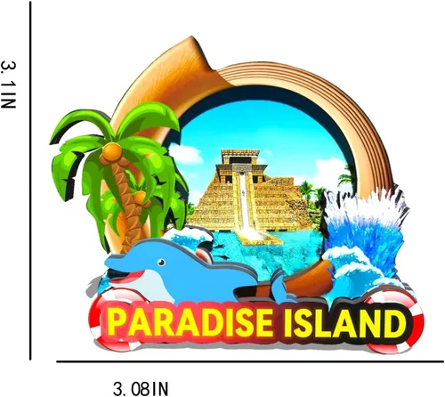 Vista 3 de Imán de madera para nevera de Bahamas Paradise Island, 3D, monumentos de viaje, coleccionables, recuerdos, decoración hecha a mano -724