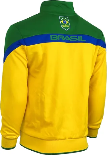 Vista 4 de Icon Sports Chaqueta deportiva de fútbol Brasil para niño, tallas juveniles, chaqueta de fútbol brasileño con cremallera completa