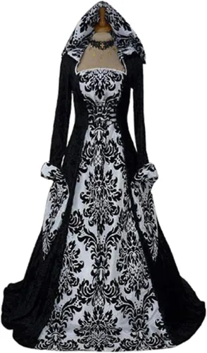 Vista 2 de Vestido renacentista de Halloween para mujer, talla grande, disfraces victorianos, longitud al suelo, vestidos medievales, elegante, vestido de baile