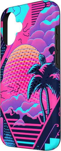 Vista 2 de iPhone 16 Retro Vaporwave Vibes - Funda para amantes de la nostalgia de la música de los años 90