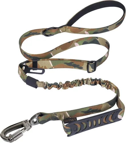 Vista 13 de Hotsky Correa táctica para perro resistente para perros medianos y grandes que tiran, 4-6 pies, resistente correa elástica para perro que absorbe