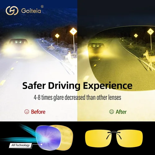 Vista 3 de Goiteia Gafas de sol polarizadas con clip, diseño rectangular ligero sobre gafas graduadas, no se deslizan, protección UV