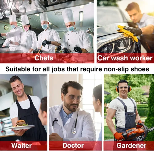 Vista 6 de Zapatos antideslizantes para hombre, resistentes al agua, al aceite, para chef, enfermería, médicos, zapatos adecuados para cocina, restaurante