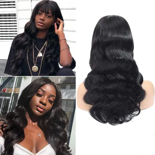 Vista 6 de ALLRUN Pelucas de cabello humano ondulado con cierre de encaje, pelucas de encaje frontal 4x4 con cabello de bebé (16 pulgadas), pelucas de encaje