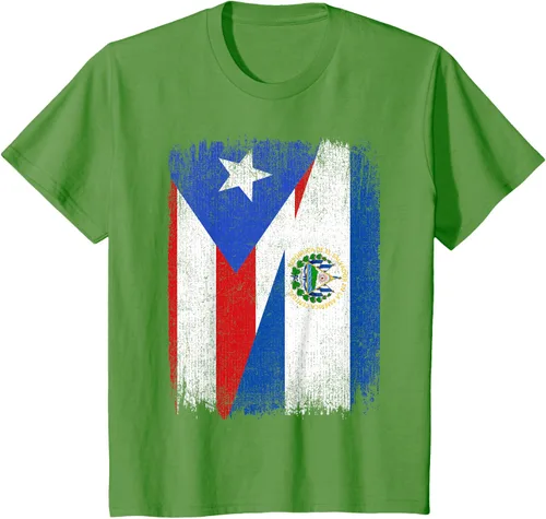 Vista 41 de Camiseta Half Puerto Rico El Salvador Flag Orgullo Salvadoreño Roots
