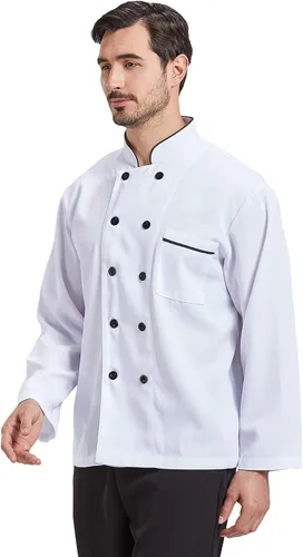 Vista 4 de Nanxson Chaqueta de chef unisex de cocina corta y larga para hombres y mujeres CFM0001