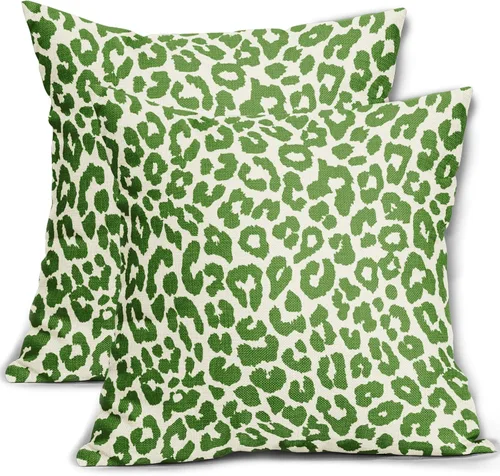Vista 50 de Juego de 2 fundas de almohada con estampado de leopardo negro de 16 x 16 pulgadas, diseño de animal de guepardo, chinoiserie, fundas de almohada