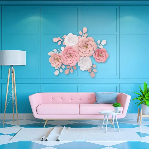 Vista 5 de Gukasxi Decoración de flores de papel 3D para pared, flor artificial 3D para centro de mesa de boda, despedida de soltera, fiesta de cumpleaños