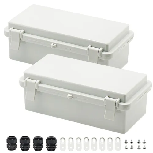Vista 9 de Zulkit - Caja de conexiones plástico ABS impermeable IP65 - Cajas eléctricas con carcasa con bisagras para exteriores universales - Recinto