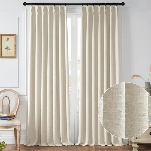Vista 12 de Cortinas semitransparentes con textura de lino natural gris para sala de estar/dormitorio, con pestaña trasera, 2 paneles, 40 pulgadas de ancho x 84