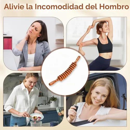 Vista 7 de Herramientas de masaje de terapia de madera, rodillo de masaje de madera, herramienta de drenaje linfático, rodillo de masaje muscular de madera