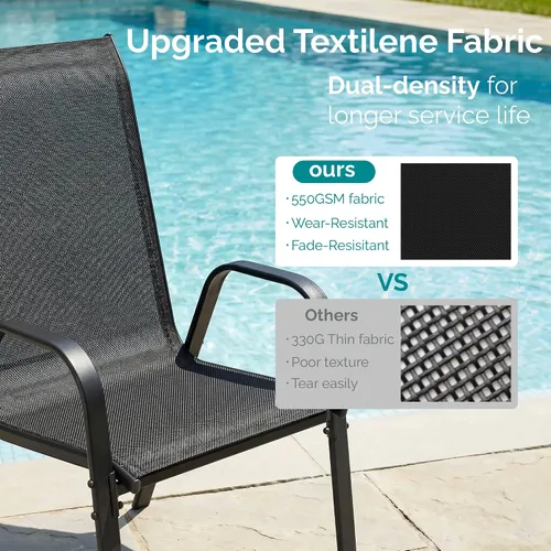Vista 3 de MAMIZO Sillas de comedor para patio, silla Teslin apilable para todo tipo de clima, juego de sillas transpirables resistentes al aire libre