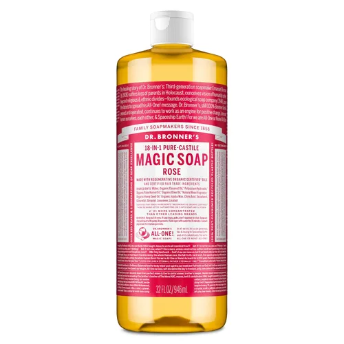 Vista 10 de Dr. Bronner's - Jabón líquido puro de Castilla (rosa, 16 onzas) - Hecho con aceites orgánicos, usos 18 en 1: cara, cuerpo, cabello, lavandería