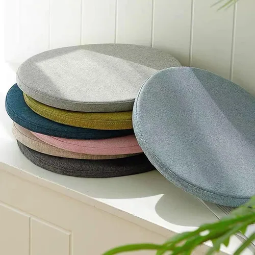 Vista 6 de Cojín desmontable, cojín redondo de espuma viscoelástica para silla, diseño antideslizante, suave, transpirable, cómodo, adecuado para sala