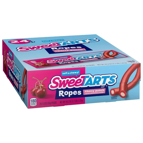 Vista 4 de SweeTARTS Soft and Chewy Ropes, sabor a ponche de cereza, 1.8 onzas en bolsitas (paquete de 48)