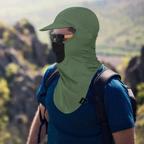 Vista 8 de SUNMECI Pasamontañas de protección solar transpirable de ala completa, máscara refrescante para pesca, barco, ciclismo, máscara solar para hombres