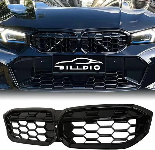 Vista 11 de Parrilla G20 - Parrilla de Riñón Negra Compatible con Serie 3 G20 316i/318i/320i/328i/330i/335i/340i de 2019-2022 Negro Brillante Diamante