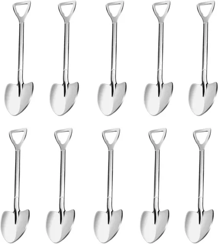 Vista 5 de Paquete de 4 cucharas de espresso Demitasse con forma de pala, mini cucharas de espresso de acero inoxidable de 4.7 pulgadas, cucharas pequeñas