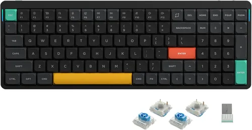 Vista 7 de nuphy Teclado mecánico inalámbrico Air96 V2, teclado retroiluminado RGB de 100 teclas, compatible con Bluetooth 5.1, 2.4G y conexión con cable