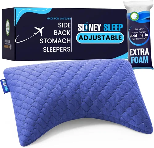 Vista 10 de Sidney Sleep Almohadas curvas ajustables para soporte de cuello y hombros con relleno extra triturado, almohada de contorno cervical para personas