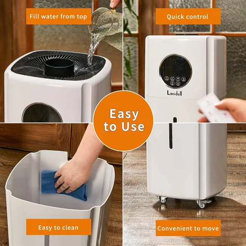 Vista 5 de LACIDOLL Humidificadores para Habitación Grande Humidificador de Toda la Casa para el Hogar 2000 pies cuadrados, 5.5Gal Humidificador de Niebla Fría