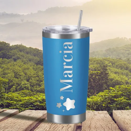 Vista 7 de Vaso personalizado con nombres, tapas y pajitas, vasos personalizados de acero inoxidable para mujeres, niños y hombres, regalo de 20 onzas, grabado