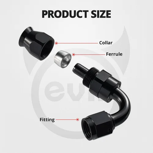 Vista 2 de EVIL ENERGY 6AN PTFE montaje extremo manguera montaje 120 grados negro para manguera de PTFE solamente 2PCS