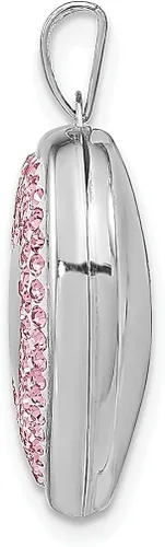 Vista 2 de Colgante de plata de ley 925 de 0.709in con cristales preciosos rosados, joyería fina para mujer, regalos para ella, Cristal