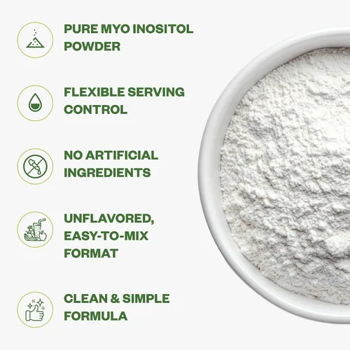 Vista 3 de Purisure Inositol en polvo, 2.2 lbs, fertilidad, equilibrio hormonal y apoyo ovárico, polvo de inositol puro, suplemento de inositol para apoyar