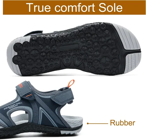 Vista 5 de QUANDELI Sandalias deportivas para hombre, sandalias de agua con punta abierta con soporte de arco, impermeables, ligeras, informales, atléticas