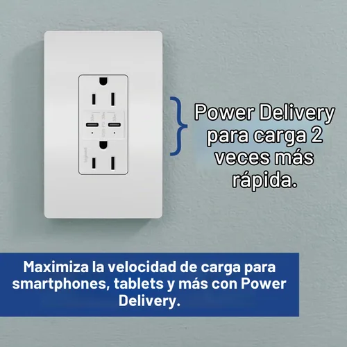 Vista 2 de Legrand Radiant R26USBPDW - Toma de corriente dúplex decoradora resistente