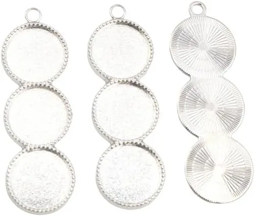 Vista 10 de Kentuckiz - 10 unidades de 0.472 in de tamaño interior de tres camafeo cabujón base en blanco colgante bandejas bisel diy collar colgante joyería Oro