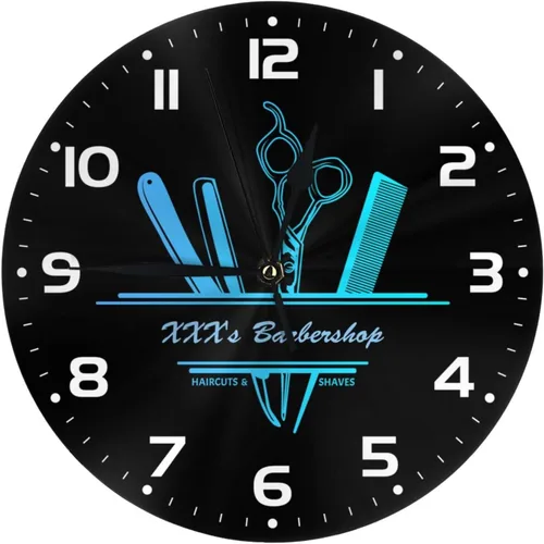 Vista 10 de Reloj de pared personalizado para peluquería, añade tu texto, reloj de peluquería rojo personalizado, reloj de pared para salón de belleza, regalo