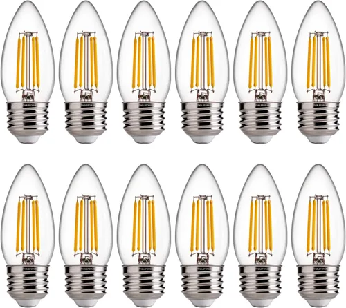 Vista 34 de FLSNT Bombillas LED de Araña Equivalentes a 40W, Bombillas LED Ámbar Regulables B11 E26 Base de Candelabro, 2200K Blanco Cálido, 330LM, Paquete de 6
