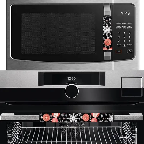 Vista 3 de Black Ornament Refrigerator Door Handle Covers Set of 4