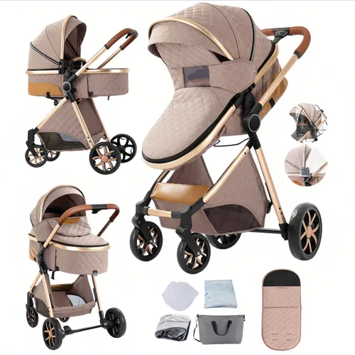 Vista 12 de Cochecito de bebé 2 en 1 con modo moisés, cochecito reversible, plegable con un solo clic, cochecito de viaje para recién nacido, cochecito