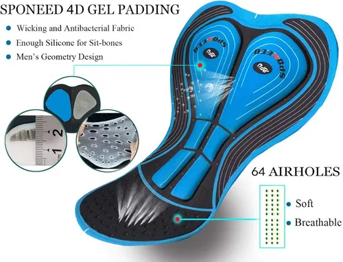 Vista 6 de sponeed - Mallas de ciclismo para hombre, acolchadas, 4D, para ciclismo de carretera