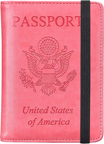 Vista 8 de HERRIAT - Portapasaportes de cuero auténtico, con bloqueo RFID para viaje, con compartimento para documentos de identificación, billetera de viaje
