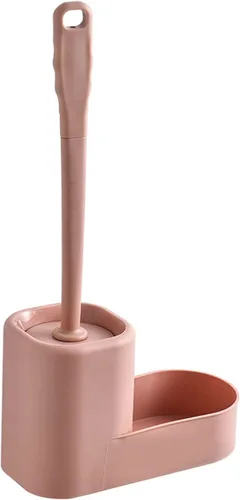 Vista 13 de Escobilla de inodoro con soporte, juego de gancho extra y mango antideslizante, cepillo de baño para limpieza profunda y secado rápido, cepillo