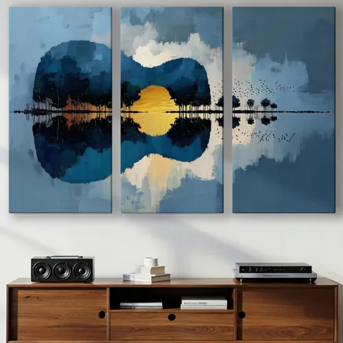 Vista 48 de LuxeWood Arte de Pared Musical en Lienzo - Impresiones Temáticas Musicales Medianas y Grandes para Sala de Estar, Oficina, Estudio, Airbnb