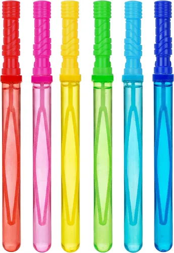 Vista 8 de JOYIN - Varitas grandes de 14.6 pulgadas para hacer burbujas para niños, 6 piezas con solución de recambio, juguete de verano, recuerdo de fiesta