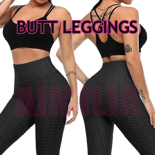 Vista 2 de AIMILIA - Leggings deportivos sexys para mujer, de cintura alta, anti-celulitis, con control de abdomen y levantamiento de glúteos, ideales