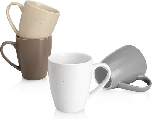 Vista 14 de Sweese Tazas de café de porcelana – 16 onzas (arriba al borde) para café, latte, té, cacao, juego de 4, negro