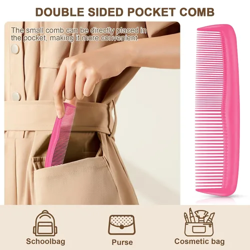 Vista 9 de Peines de pelo para mujer, peines de pelo de dientes anchos y cola de rata, herramienta para el cabello, 10 peines para el cabello, herramienta