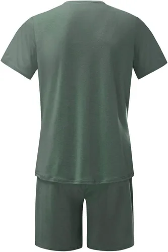 Vista 3 de Conjunto deportivo de verano para hombre, conjunto de 2 piezas, camiseta de manga corta y pantalones cortos, conjunto deportivo casual elegante