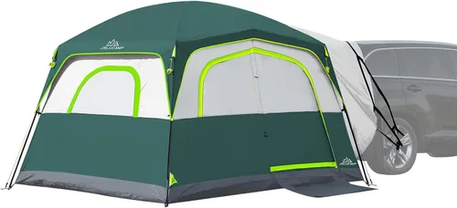 Vista 9 de JELUCAMP Tiendas de campaña SUV para acampar impermeables para 6 personas, tienda de campaña familiar para coche con accesorio para puerta trasera